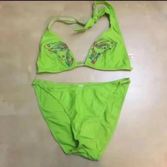 Lime Green 2 Piece Bikini Swimsuit NWOT - Picture 1 of 2